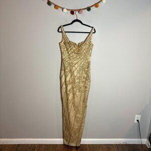 Vintage Stephen Yearick gold beaded embellished gown